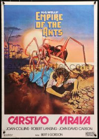 3h1045 EMPIRE OF THE ANTS Yugoslavian 20x28 1977 H.G. Wells, great horror art of monster attacking!