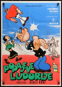 3h1071 POPAJEVE LUDORIJE Yugoslavian 19x27 1960s different art of Popeye, Olive Oyle & Bluto!