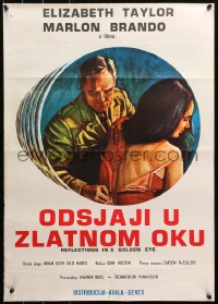 3h1077 REFLECTIONS IN A GOLDEN EYE Yugoslavian 20x28 1968 Huston, Elizabeth Taylor & Marlon Brando!