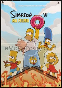 3h1079 SIMPSONS MOVIE Yugoslavian 19x27 2007 Groening art of Homer, Bart, Marge, Maggie and Lisa!