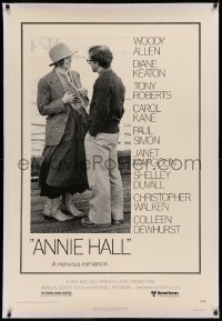 3j0189 ANNIE HALL linen 1sh 1977 full-length Woody Allen & Diane Keaton in a nervous romance!