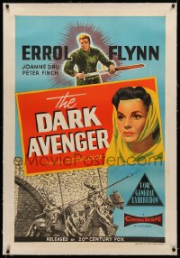 3j0034 WARRIORS linen Aust 1sh 1955 Errol Flynn, Joanne Dru & Peter Finch, The Dark Avenger!