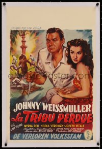 3j0011 LOST TRIBE linen Belgian 1950 Johnny Weissmuller as Jungle Jim & sexy Elena Verdugo by Wik!