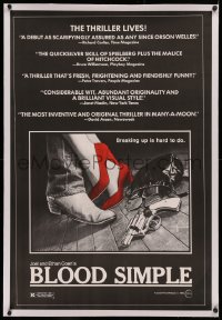 3j0211 BLOOD SIMPLE linen 25x37 1sh 1984 directed by Joel & Ethan Coen, cool gun, purse & shoes art!