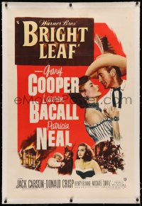 3j0217 BRIGHT LEAF linen 1sh 1950 great romantic close up of Gary Cooper & sexy Lauren Bacall!