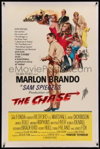3j0224 CHASE linen 1sh 1966 Marlon Brando, Jane Fonda, Robert Redford, directed by Arthur Penn