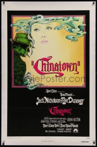 3j0226 CHINATOWN linen 1sh 1974 Pearsall art of smoking Jack Nicholson & Faye Dunaway, Roman Polanski