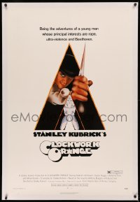 3j0230 CLOCKWORK ORANGE linen 1sh 1972 Stanley Kubrick classic, Castle art of Malcolm McDowell!