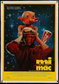 3j0009 MAC & ME linen Colombian poster 1988 E.T. alien rip-off with Coca-Cola tie-in, very rare!