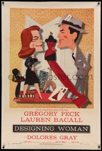 3j0242 DESIGNING WOMAN linen style B 1sh 1957 Jacques Kapralik art of Gregory Peck & Lauren Bacall!
