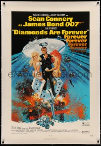 3j0247 DIAMONDS ARE FOREVER linen 1sh 1971 McGinnis art of Sean Connery as James Bond 007!