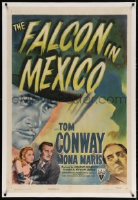 3j0260 FALCON IN MEXICO linen 1sh 1944 detective Tom Conway and pretty Mona Maris, cool noir art!