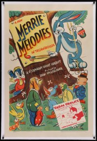 3j0262 FARM FROLICS linen 1sh 1941 Merrie Melodies, great cartoon art of early Bugs Bunny, rare!