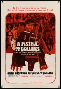3j0270 FISTFUL OF DOLLARS linen 1sh 1967 introducing the man with no name, Clint Eastwood, great art!