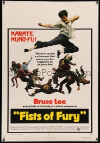 3j0271 FISTS OF FURY linen 1sh 1973 Bruce Lee gives you biggest kung fu kick of your life!