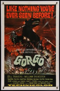 3j0297 GORGO linen 1sh 1961 great artwork of giant monster terrorizing London by Joseph Smith!