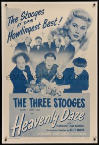 3j0308 HEAVENLY DAZE linen 1sh 1948 Three Stooges Moe, Larry & Shemp at their howlingest best, rare!