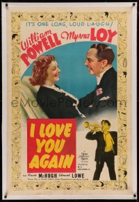 3j0313 I LOVE YOU AGAIN linen style D 1sh 1940 con man William Powell tries to win back Myrna Loy!