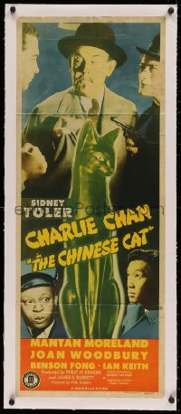3j0077 CHINESE CAT linen insert 1944 Sidney Toler as Charlie Chan, Mantan Moreland, Fong, very rare!