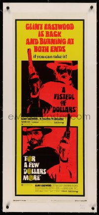 3j0078 FISTFUL OF DOLLARS/FOR A FEW DOLLARS MORE linen insert 1969 Eastwood is burning at both ends!