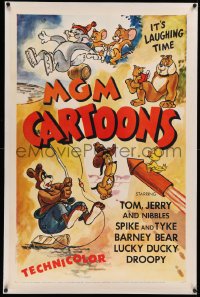 3j0355 MGM CARTOONS linen 1sh 1955 Tom & Jerry, Droopy, Spike & Tyke, Barney Bear, Lucky Ducky!