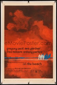 3j0376 ON THE BEACH linen style B 1sh 1959 Stanley Kramer classic, art of doomsday nuclear explosion!