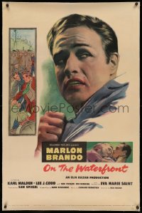 3j0377 ON THE WATERFRONT linen 1sh 1954 Elia Kazan directed, Budd Schulberg wrote it, Marlon Brando!