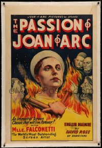 3j0383 PASSION OF JOAN OF ARC linen 1sh R1933 Carl Theodor Dreyer classic, art of Falconetti, rare!
