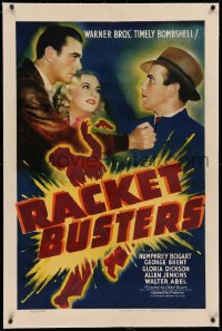 3j0394 RACKET BUSTERS linen 1sh 1938 crook Humphrey Bogart blackmails George Brent into joining him!