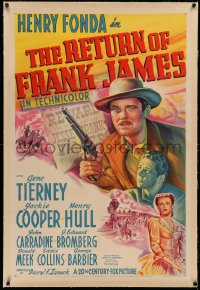 3j0403 RETURN OF FRANK JAMES linen style A 1sh 1940 Fox, Henry Fonda & Gene Tierney, Fritz Lang!