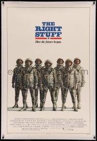 3j0411 RIGHT STUFF linen advance 1sh 1983 great line up of the first NASA astronauts all suited up!