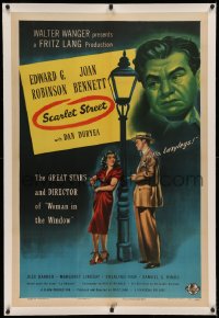 3j0422 SCARLET STREET linen 1sh 1945 Fritz Lang film noir, Edward G. Robinson, Joan Bennett, rare!
