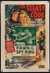 3j0424 SECRET CODE linen chapter 13 1sh 1942 Paul Kelly, Ann Nagel, greatest WWII spy action serial!