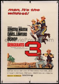 3j0425 SERGEANTS 3 linen 1sh R1968 John Sturges, Frank Sinatra, Rat Pack parody of Gunga Din!