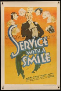 3j0426 SERVICE WITH A SMILE linen 1sh 1934 Leon Errol's gas station has chorus girl attendants, rare!