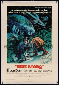 3j0429 SILENT RUNNING linen 1sh 1972 Douglas Trumbull, cool art of Bruce Dern & his robot by Akimoto!