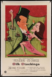 3j0430 SILK STOCKINGS linen 1sh 1957 art of Fred Astaire & Cyd Charisse by Jacques Kapralik!