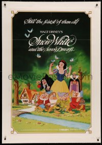 3j0433 SNOW WHITE & THE SEVEN DWARFS linen 1sh R1983 Walt Disney animated cartoon fantasy classic!