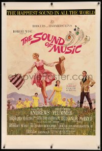 3j0434 SOUND OF MUSIC linen pre-awards 1sh 1965 classic Terpning art of Julie Andrews, Todd-AO!