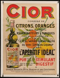 3j0125 CIOR linen 26x34 French advertising poster 1930s art of a bottle of the orange/lemon apertif!