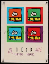 3j0092 ED HECK signed linen 18x24 art print 1999 by the artist, Mug Shots, cool art!