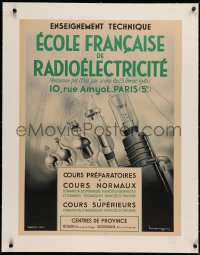 3j0128 EFREI linen 23x31 French advertising poster 1940s Marquay art of radio vacuum tubes!