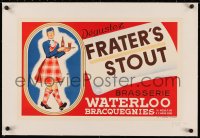 3j0130 FRATER'S STOUT linen 14x22 Belgian advertising poster 1930s art of Scottish man serving beer!