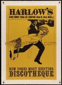 3j0140 HARLOW'S linen 25x38 special poster 1970s McDaniel art of well-dressed dancing couple!