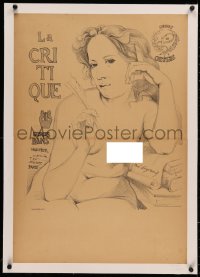 3j0132 LA CRITIQUE linen 21x30 French advertising poster 1900s Noe Legrand art of nude woman writing!