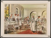 3j0149 TABLEAUX D'ELOCUTION linen 22x30 French special poster 1950s art of hospital nurses & patients!