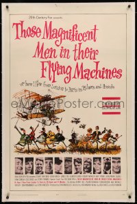 3j0459 THOSE MAGNIFICENT MEN IN THEIR FLYING MACHINES linen 1sh 1965 Searle art of early airplane!