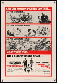 3j0461 THUNDERBALL/YOU ONLY LIVE TWICE linen 1sh 1971 Sean Connery's two biggest James Bonds of all!
