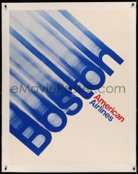 3j0164 AMERICAN AIRLINES BOSTON linen 30x39 travel poster 1970s cool art of the name in motion!