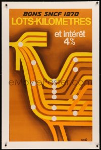3j0181 FRENCH NATIONAL RAILROADS linen 24x39 French travel poster 1970 Eric art, lots-kilometres!